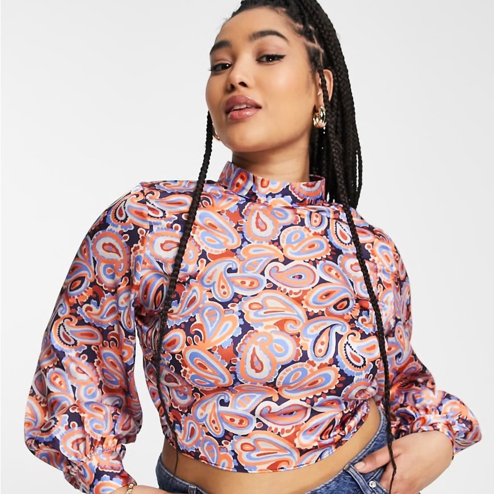 River Island Tie Back Paisley Blouse
